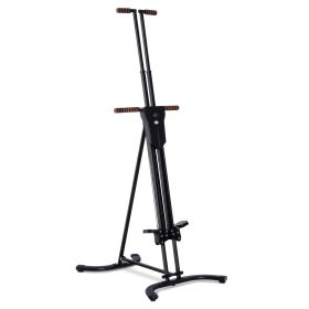 Vertical Climber Exercise Machine Folding Adjustable Stair Workout with Display Monitor Black