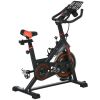 Exercise Bike, Flywheel Indoor Stationary Bike, Adjustable Height & Resistance, with LCD Monitor, Pedal Cage and Shelf Tray, 264 lbs Weight Capacity