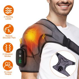 Cordless Shoulder Heating Pad Rechargeable Heated Shoulder Wrap Massager Shoulder Brace Supports with 3 Heating Levels 3 Vibration Modes for Left Righ