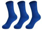Royal Blue Crew Socks for Women 3 Pairs Cotton Socks Shoe Size 5 to 10