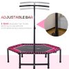 Hexagonal Jumparoo, 4.5ft Outdoor Bouncer with Adjustable Bar, Pink, for Youthful Explorers