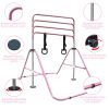 Pink Multi-Functional Adjustable Height Children's Horizontal Gymnastic Bar With Bear Rings