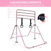 Pink Multi-Functional Adjustable Height Children's Horizontal Gymnastic Bar With Bear Rings
