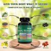 Soursop supplement containing 20 herbal extracts including seaweed, lion's mane mushroom, turmeric, black seed oil, oregano, and mullein