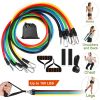 11Pcs Resistance Bands Set Fitness Workout Tubes Exercise Tube Bands Up to 100lbs w/ Door Anchor Handles Ankle Straps for Physical Training Yoga Pilat