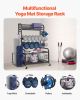 VEVOR Yoga Mat Storage Rack, Home Gym Workout Equipment Organizer, Powder Coated Finish Steel Yoga Mat Holder with Hooks & Wheels