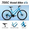 A28250 700C Road Hybrid Bike for Adult , 21-Speed Road Bike Road Bicycle Carbon Steel Frame/Dual-Disc Brakes/Multiple Colors