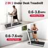 2 in 1 Under Desk Treadmill, 2.5HP Folding Electric Treadmill Walking Jogging Machine for Home Office with Remote Control, White