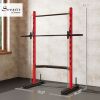 Squat Rack with Pull Up Bar and Barbell Bar Adjustable Bench Press Multi-Function Weight Lifting Half Rack, Red