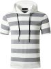 Men's New Muscle T-Shirt Gym Hooded Sports Short Sleeve Striped Slim T-Shirt