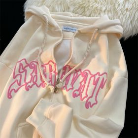 Letter Print Hoodies Women Autumn Harajuku Hip Hop Zip Up Hooded Sweatshirts Fashion Punk Sports Jacket Streetwear Y2K Clothes (Color: Branco, size: XL)