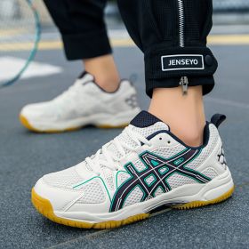 Men's and women's new fashion fashion comfortable badminton shoes anti-slip wear men's sports shoes table tennis shoes (Color: White Blue Moon, size: 36)