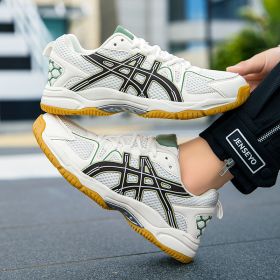 Men's and women's new fashion fashion comfortable badminton shoes anti-slip wear men's sports shoes table tennis shoes (Color: Army Green, size: 36)