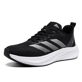 Summer new couple carbon plate sports shoes Breathable running sports shoes fashion men's and women's sports shoes (Color: Black and white, size: 42)