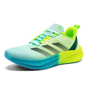 Summer new couple carbon plate sports shoes Breathable running sports shoes fashion men's and women's sports shoes (Color: Gray blue green, size: 43)
