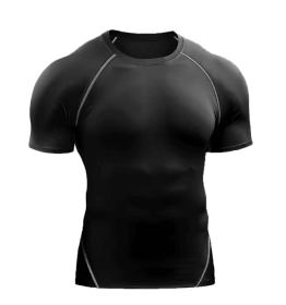 Compression T Shirt Men Sportswear Running T-shirt Dry Sport Tops (Color: Black 1, size: M)