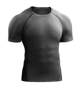 Compression T Shirt Men Sportswear Running T-shirt Dry Sport Tops (Color: Gray, size: M)
