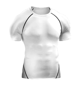 Compression T Shirt Men Sportswear Running T-shirt Dry Sport Tops (Color: White, size: S)
