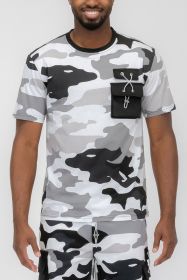Weiv Full Camo Short Sleeve TShirt (Color: Grey, size: M)