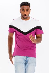 COLOR BLOCK TSHIRT (Color: fuchsia/black, size: S)