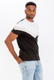 COLOR BLOCK TSHIRT (Color: BLACK GREY, size: S)