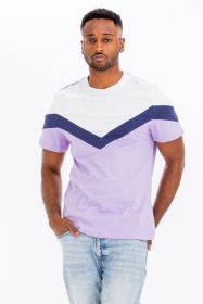 COLOR BLOCK TSHIRT (Color: LILAC/BLUE, size: L)