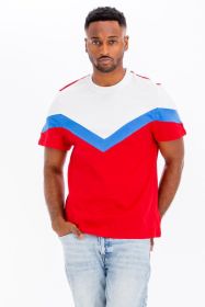 COLOR BLOCK TSHIRT (Color: RED/BLUE, size: XL)