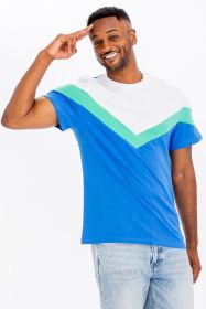 COLOR BLOCK TSHIRT (Color: BLUE/GREEN, size: XL)
