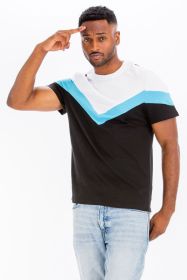 COLOR BLOCK TSHIRT (Color: BLACK BLUE, size: S)