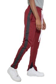 SINGLE STRIPE TRACK PANTS (Color: BURGUNDY BLACK, size: M)