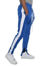 SINGLE STRIPE TRACK PANTS (Color: royal white, size: L)
