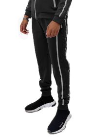Mens Active Wear Running Track Pant Joggers (Color: Black, size: 2XL)