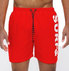 Surf&Beach Swim Trunks Board Shorts (Color: Red, size: 3XL)