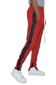 SINGLE STRIPE TRACK PANTS (Color: RED BLACK, size: 3XL)