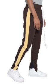 SINGLE STRIPE TRACK PANTS (Color: BROWN SAND, size: 2XL)