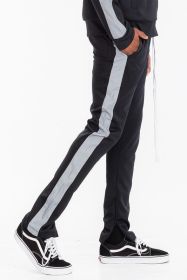 SINGLE STRIPE TRACK PANTS (Color: black yellow, size: 2XL)