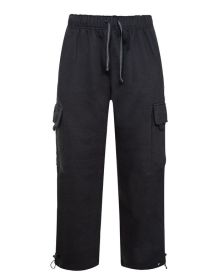 Heavyweight Fleece Cargo Pants (Color: Black, size: XL)