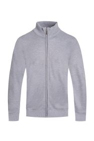 Weiv Mens Solid Full Zip Sweater (Color: Heather grey, size: M)