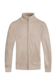 Weiv Mens Solid Full Zip Sweater (Color: KHAKI, size: XL)