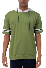 SHORT SLEEVE HOODED SHIRT (Color: OLIVE, size: M)