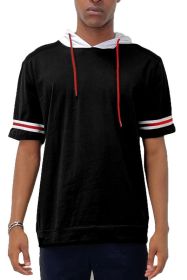 SHORT SLEEVE HOODED SHIRT (Color: Black, size: M)