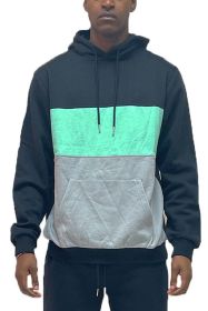 COLOR BLOCK PULLOVER HOODIE (Color: BLACK CABBAGE, size: 3XL)