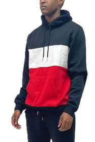 COLOR BLOCK PULLOVER HOODIE (Color: BLACK RED, size: XL)