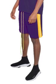 Short Sleeve Striped Tape Tshirt (Color: DARK PURPLE, size: S)