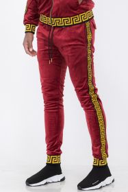 Velour Status Detail Jogger (Color: BURGUNDY GOLD, size: M)