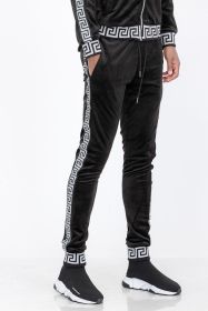 Velour Status Detail Jogger (Color: BLACK SILVER, size: S)