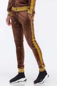 Velour Status Detail Jogger (Color: BROWN GOLD, size: S)
