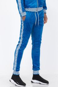 Velour Status Detail Jogger (Color: BLUE WHITE, size: S)