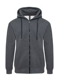 Heavyweight Fleece Zipper Hoodie (Color: Charcoal, size: S)