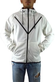 Weiv Men's Casual Full Zip Up Hoodie Sweatshirts (Color: White, size: XL)